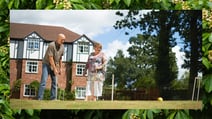 A couple playing croquet in front of Alvaston Hall, a Warner Hotel, with a border showcasing the beautiful garden detail