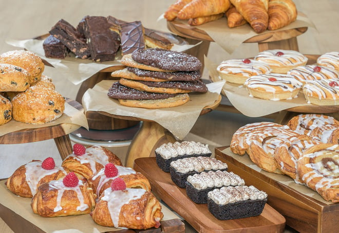 Delicious and fresh baked pastries and cakes served every day in The Coffee Nest